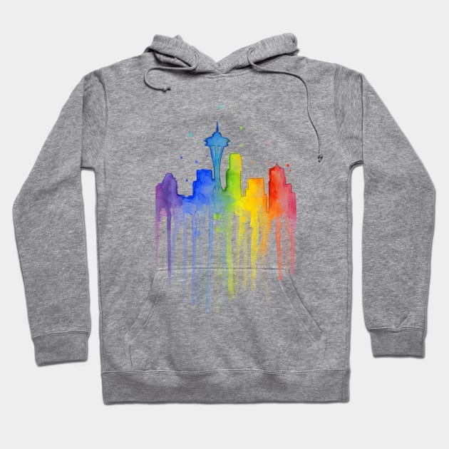 Seattle Watercolor Rainbow Hoodie by Olechka